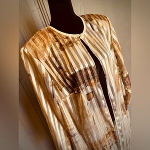 VTG R&M Richards Woman Golden Sparkle Duster Semi Sheer Open Kimono Artsy 16
